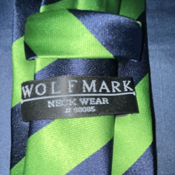 Wolfmark - Set of 2 Striped Ties - Green/Navy - NWOT - Picture 2 of 3